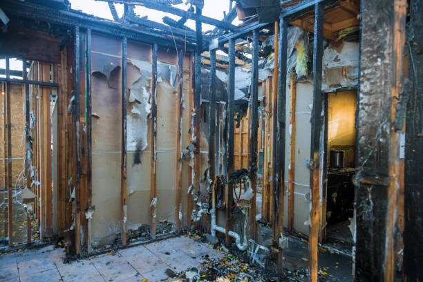 Professional Fire Damage Restoration technician working in Potterville, MI